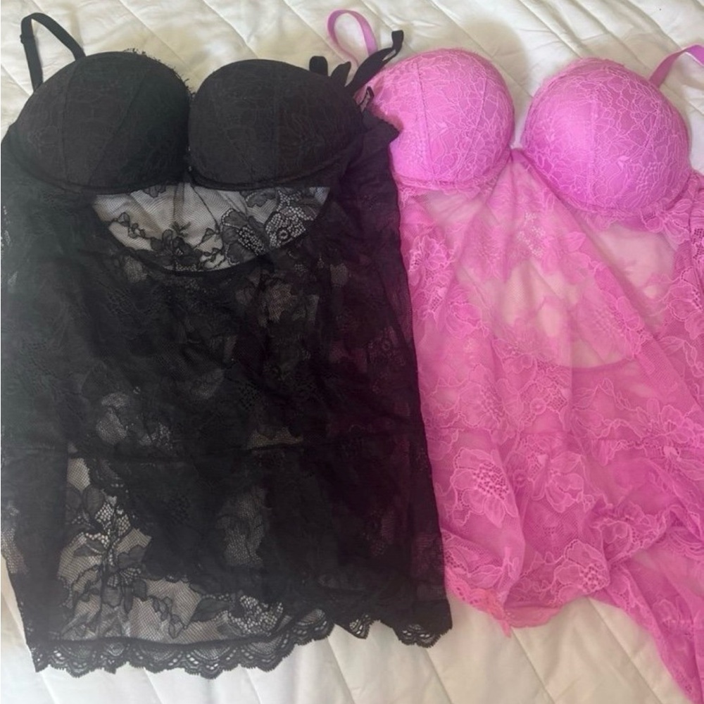 Xl Victoria’s Secret lingerie Elegant Lace Lingerie Set - Black and Pink